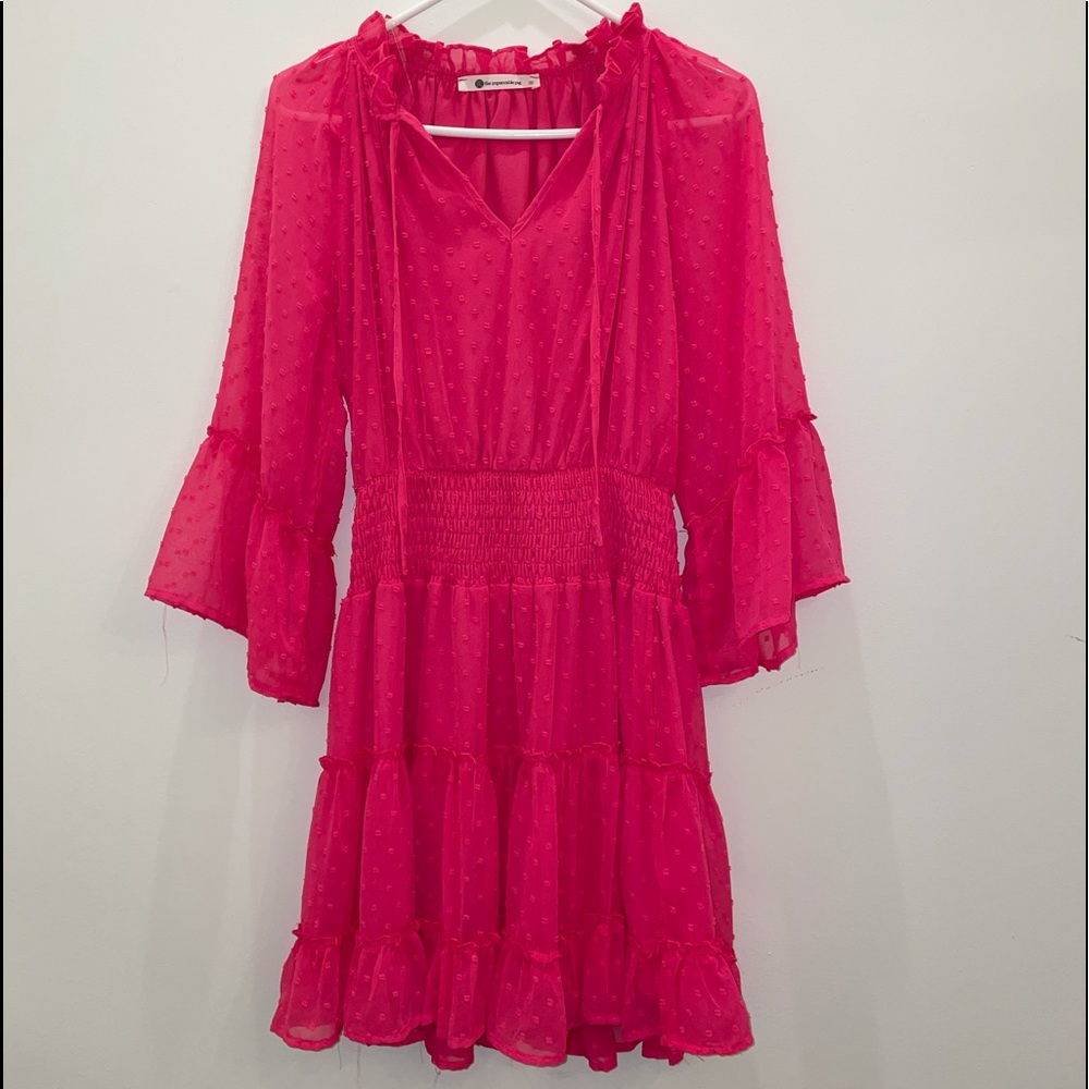 Hot pink long sleeve mini dress